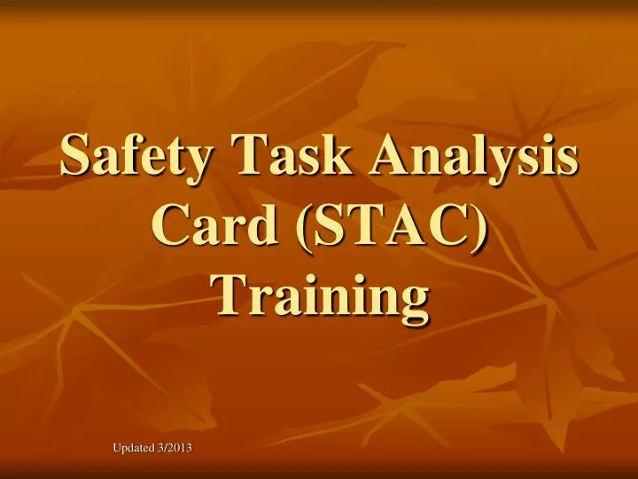 safety task analysis card stac training
