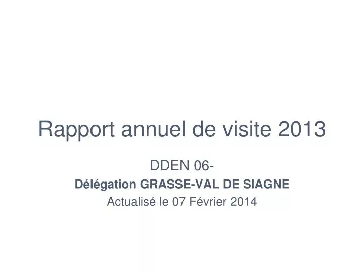 rapport annuel de visite 2013