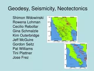 Geodesy, Seismicity, Neotectonics