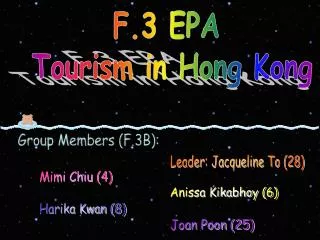 F.3 EPA Tourism in Hong Kong