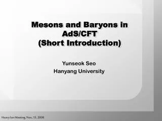 Mesons and Baryons in AdS/CFT (Short Introduction)