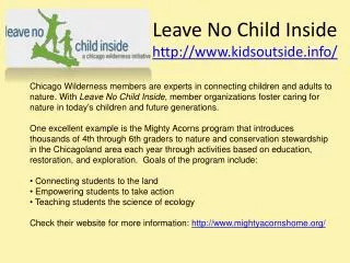 Leave No Child Inside kidsoutside/