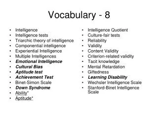 Vocabulary - 8
