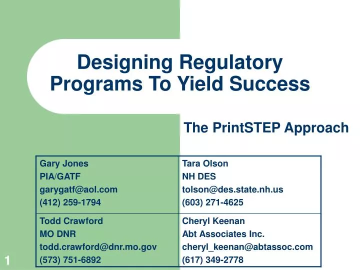 designing regulatory programs to yield success