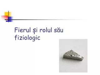 fierul i rolul s u fiziologic