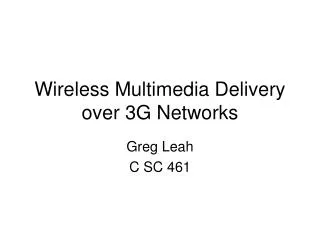 Wireless Multimedia Delivery over 3G Networks