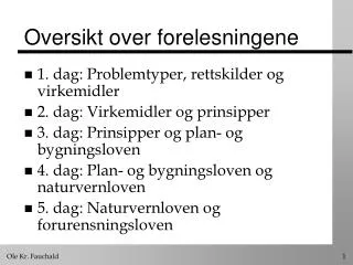 oversikt over forelesningene