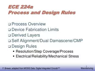 ECE 224a Process and Design Rules