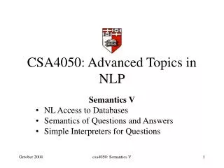 CSA4050: Advanced Topics in NLP
