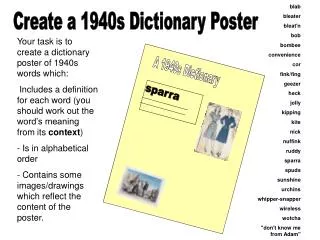 Create a 1940s Dictionary Poster