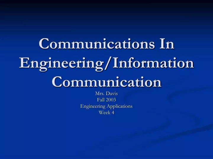 communications in engineering information communication