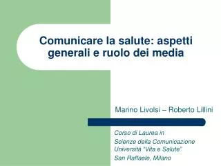 comunicare la salute aspetti generali e ruolo dei media