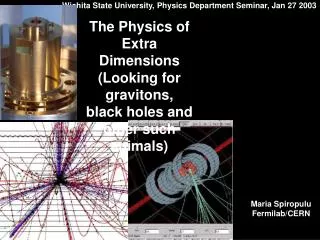 Wichita State University, Physics Department Seminar, Jan 27 2003