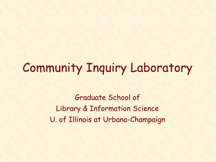community inquiry laboratory
