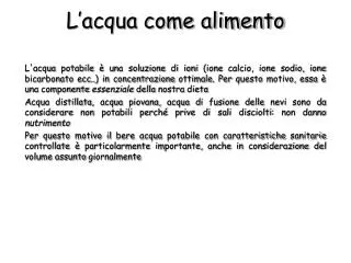 l acqua come alimento