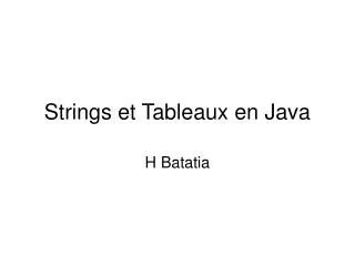 strings et tableaux en java