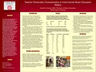 Teacher Personality Characteristics in Instrumental Music Education Majors