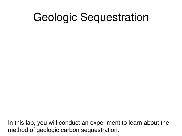 geologic sequestration