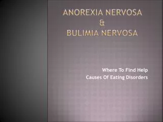 Anorexia Nervosa &amp; Bulimia Nervosa