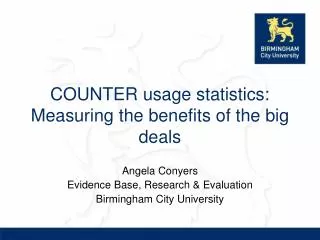 COUNTER usage statistics: Measuring the benefits of the big deals