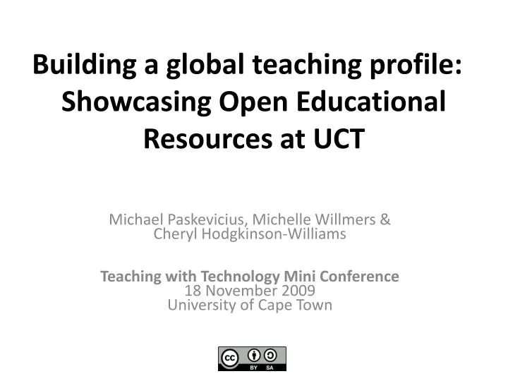 building a global teaching profile showcasing open educational resources at uct