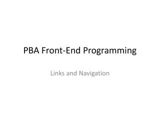 PBA Front-End Programming