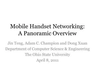 mobile handset networking a panoramic overview