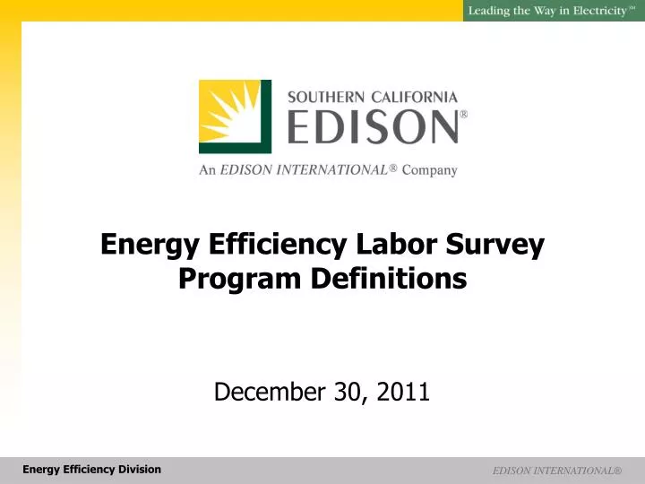 energy efficiency labor survey program definitions