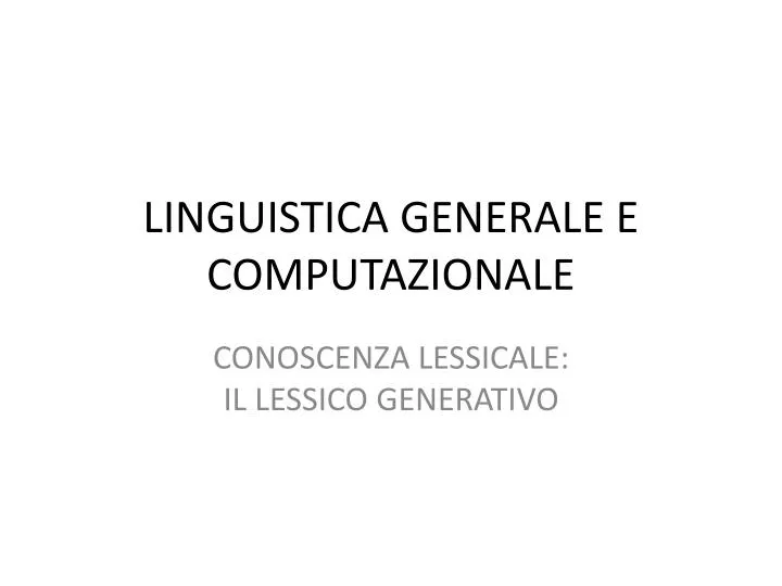 linguistica generale e computazionale