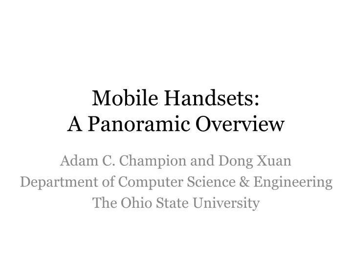 mobile handsets a panoramic overview