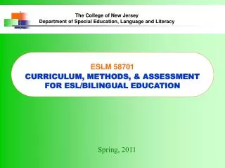 The College of New Jersey Department of Special Education, Language and Literacy