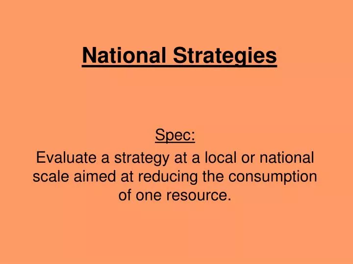 national strategies
