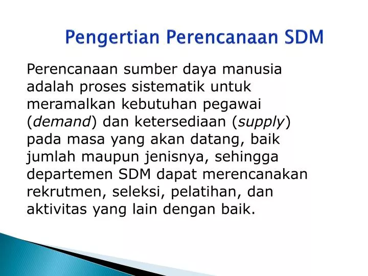 pengertian perencanaan sdm