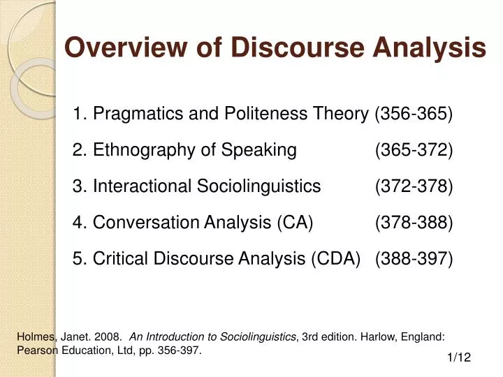 overview of discourse analysis