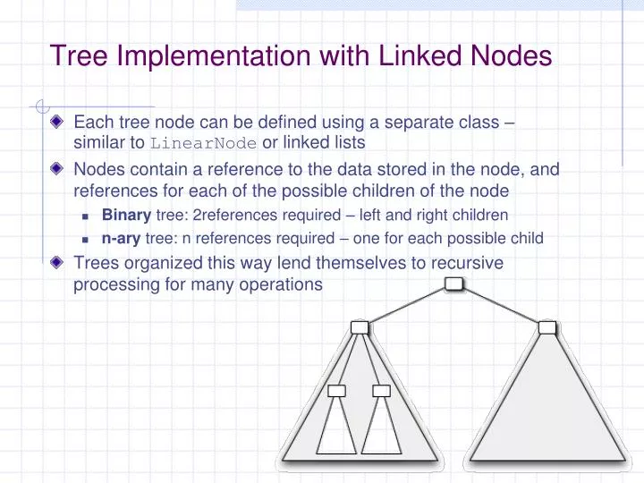tree implementation with linked nodes