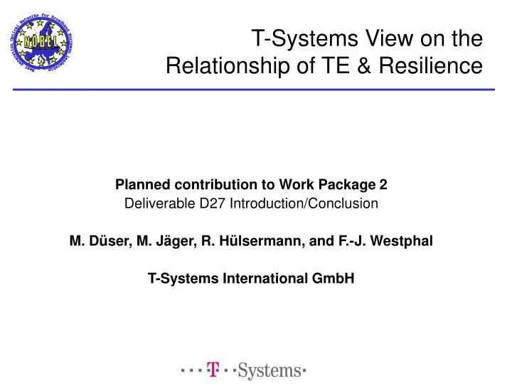 t systems view on the relationship of te resilience