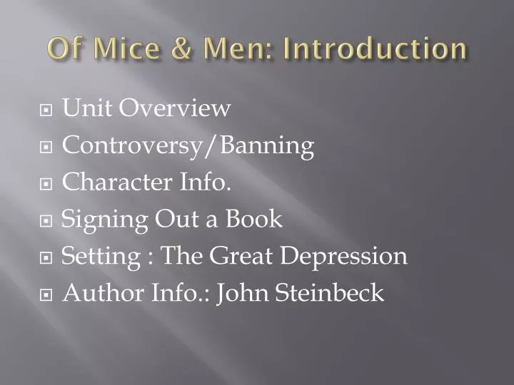 of mice men introduction
