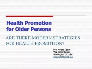 Health Promotion for Older Persons