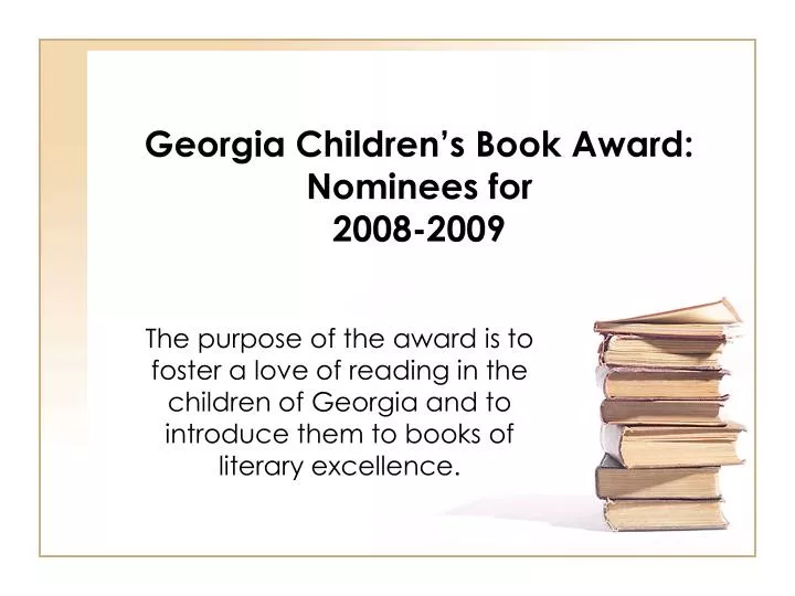 georgia children s book award nominees for 2008 2009