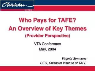Who Pays for TAFE? An Overview of Key Themes (Provider Perspective)