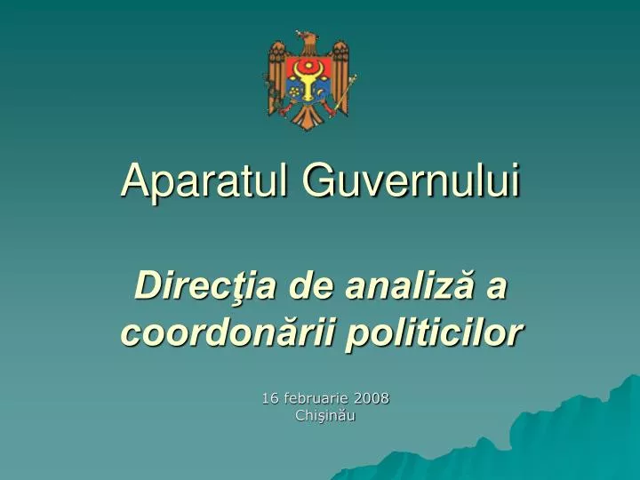 aparatul guvernului direc ia de analiz a coordon rii politicilor