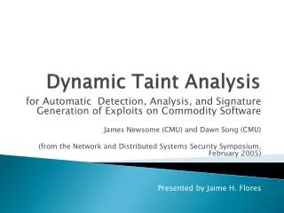 Dynamic Taint Analysis