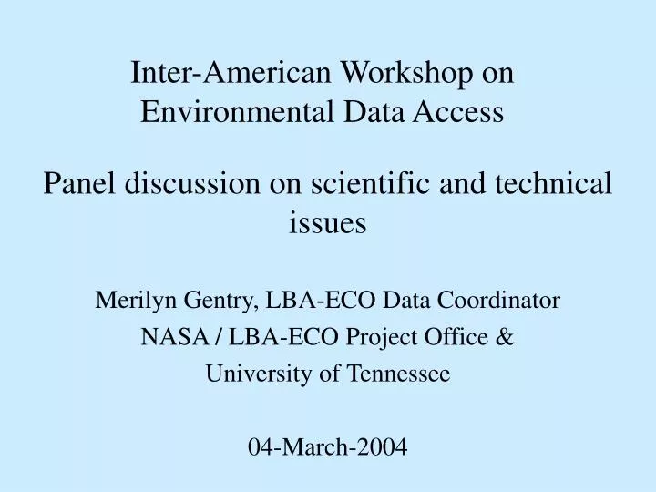 inter american workshop on environmental data access