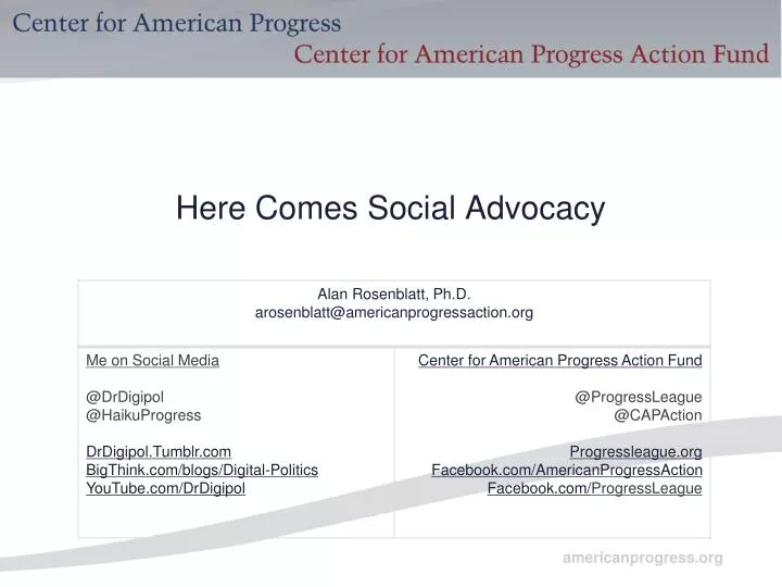 here comes social advocacy