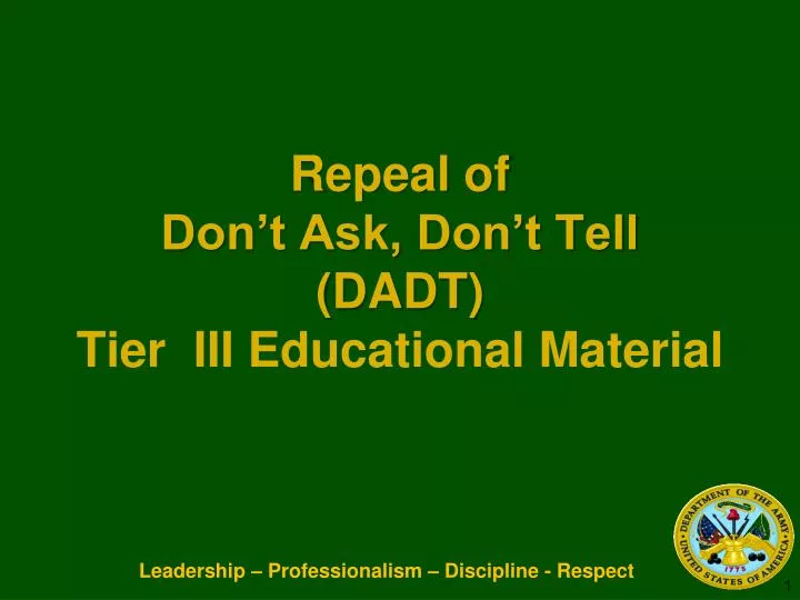 repeal of don t ask don t tell dadt tier iii educational material