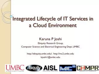 Integrated Lifecycle of IT Services in a Cloud Environment