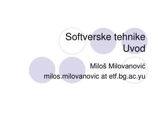 softverske tehnike uvod