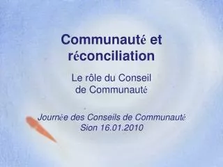 communaut et r conciliation