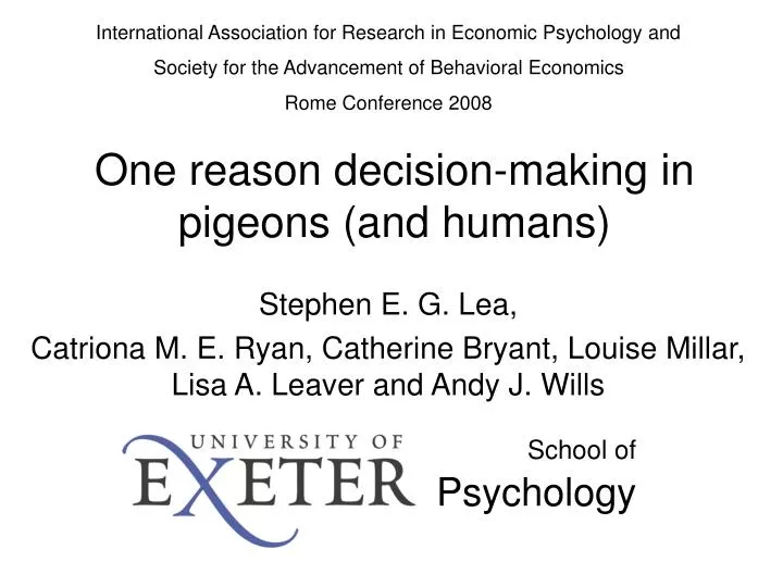 one reason decision making in pigeons and humans