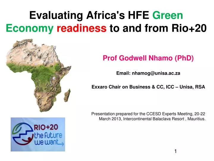 evaluating africa s hfe green economy readiness to and from rio 20